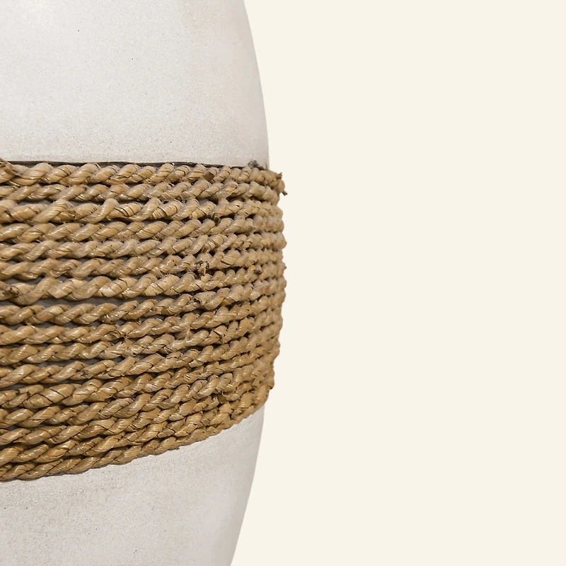 Cement and Sea Grass Decorative Vase  