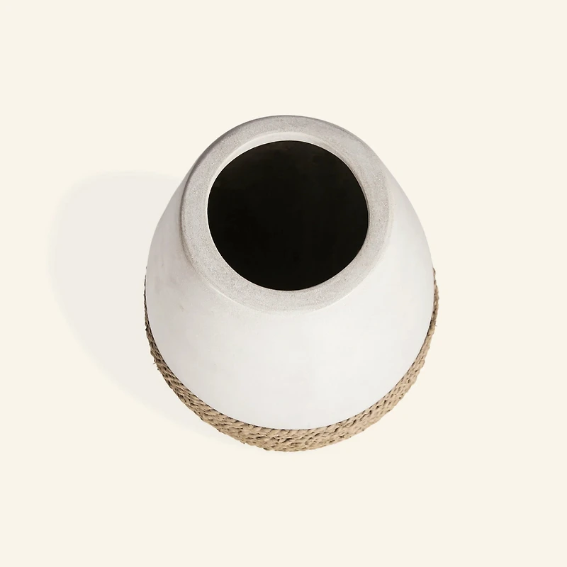 Cement and Sea Grass Decorative Vase  