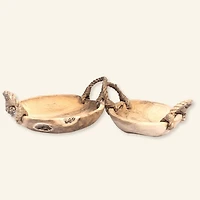 Rustic Teak Bowl with Jute Handles – 38cm  