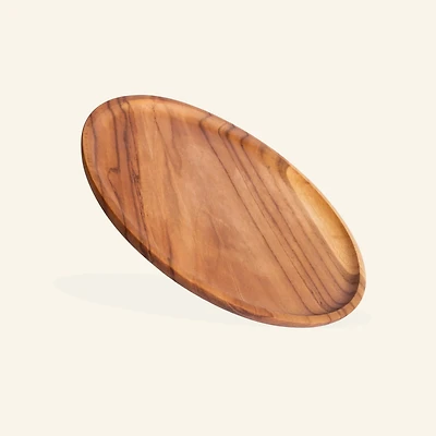 Round Teak Wood Plates, Set of 2  