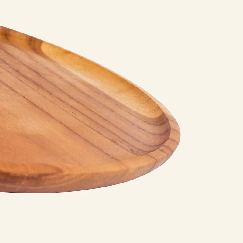 Round Teak Wood Plates, Set of 2  