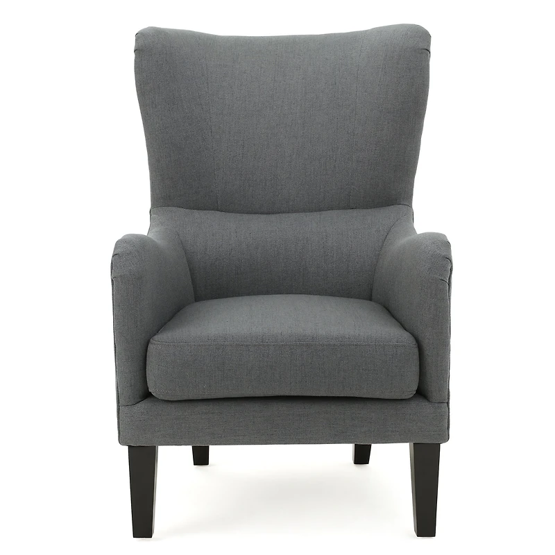 High-Back Studded Armchair - Grey
