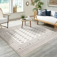 Tapis ivoire carré « Tekke » - 6 pi 7 po x 6 pi 7 po
