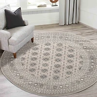 Tekke Grey Rug, Round 6'7" x 6'7"