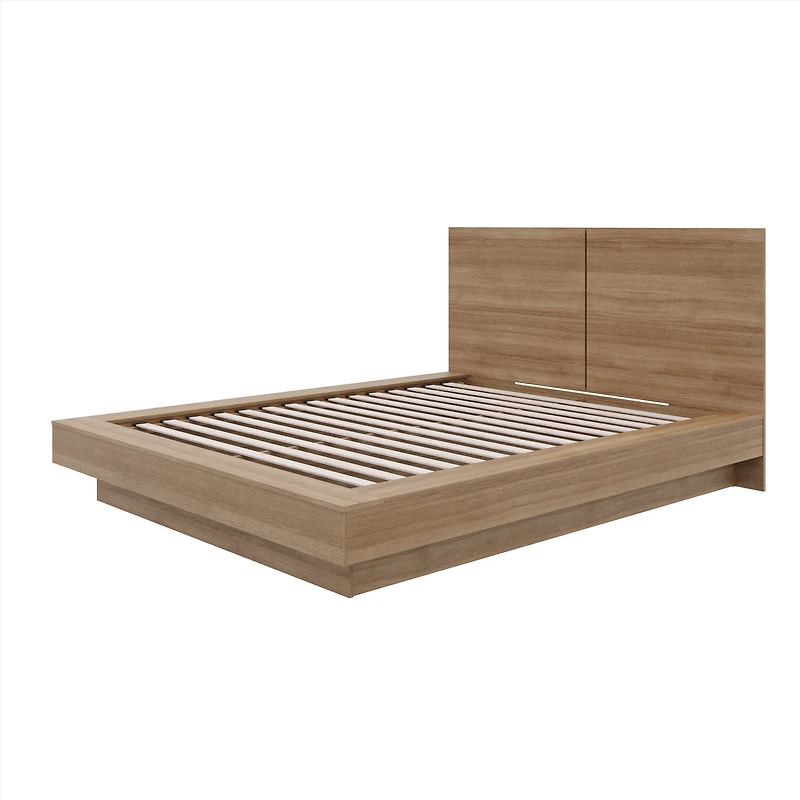 Nina Platform Bed Set - Brown Oak