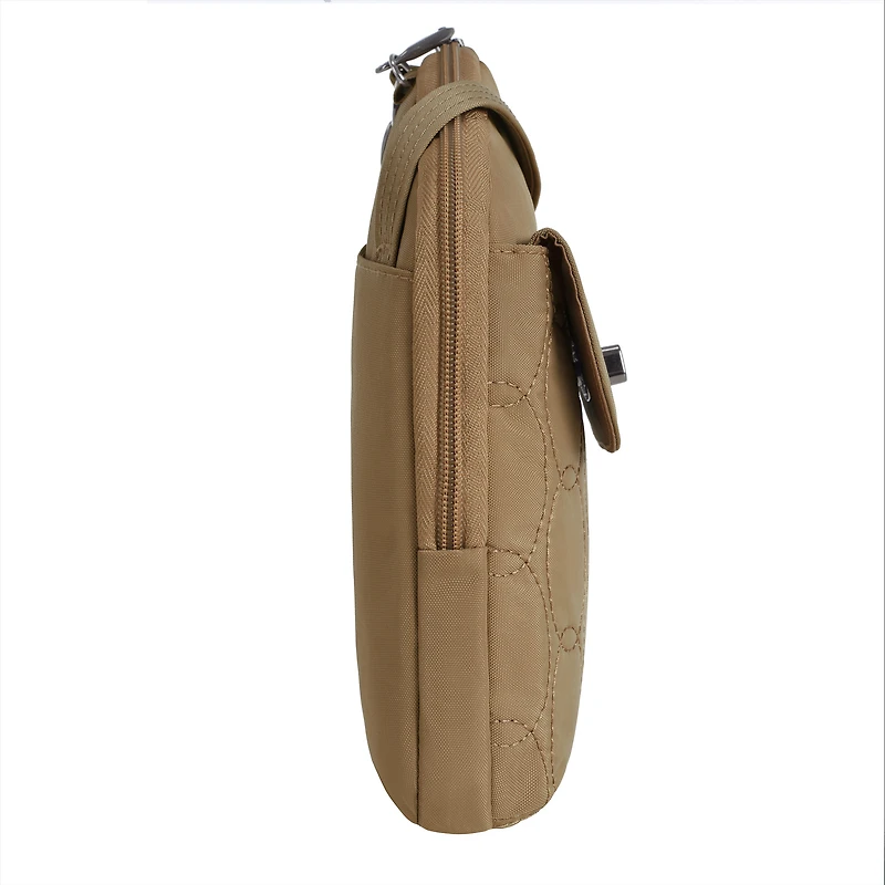 Runways Anti-Theft Slim Asymmetric Crossbody Bag- Latte