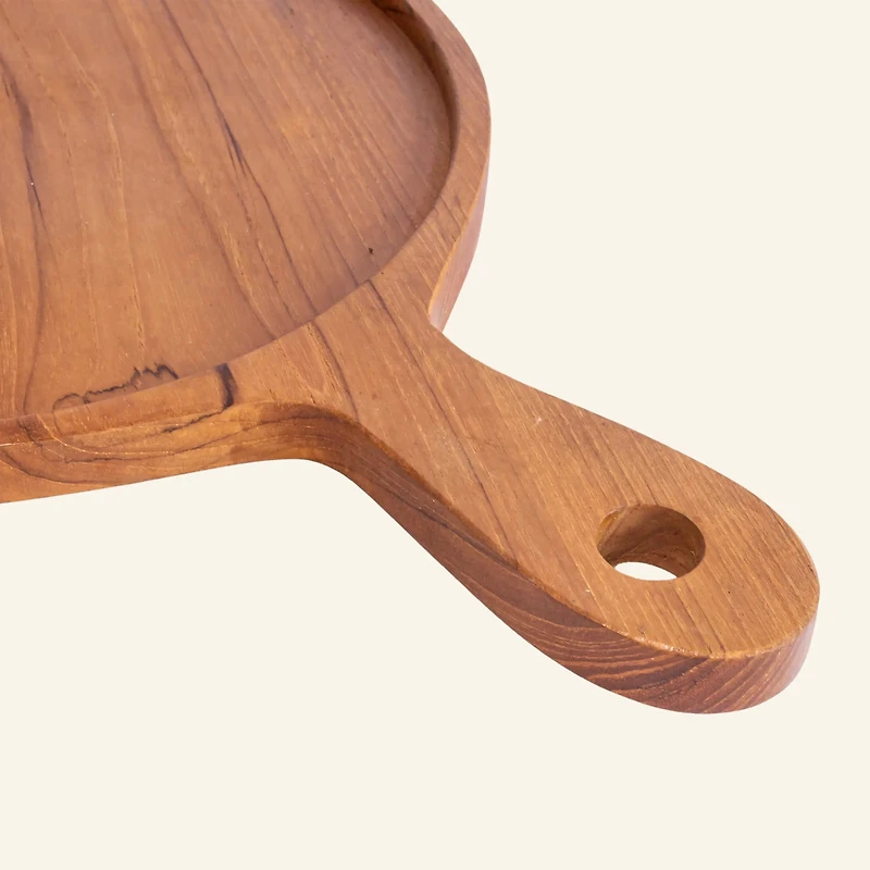 Round Teak Wood Tray  