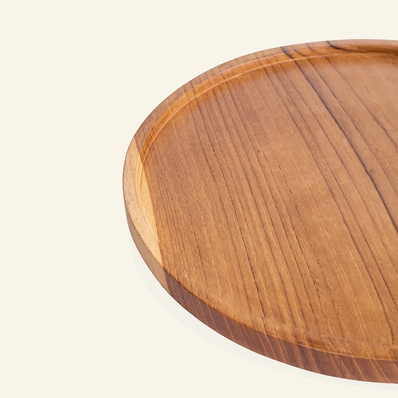 Round Teak Wood Tray  
