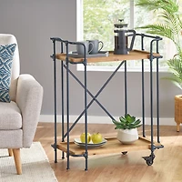Industrial Rolling Bar Cart, 2-Tier