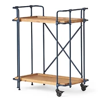 Industrial Rolling Bar Cart, 2-Tier
