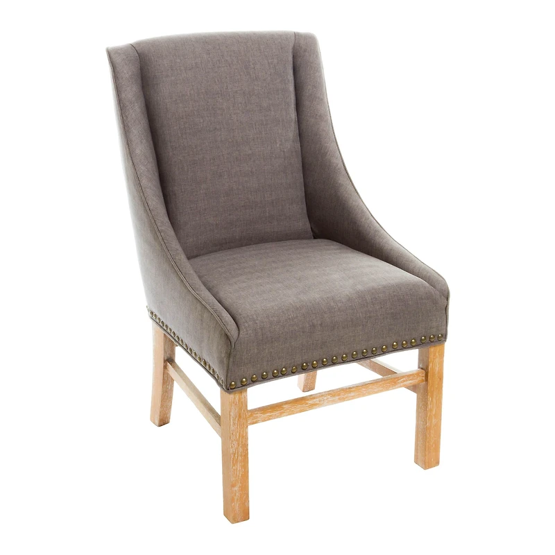 Upholstered Grey Dining Chair with Nailhead Trim