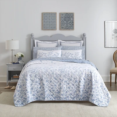 Laura Ashley Flora  Cotton Quilt Set