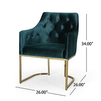 Velvet Club Accent Chair with Gold Accents