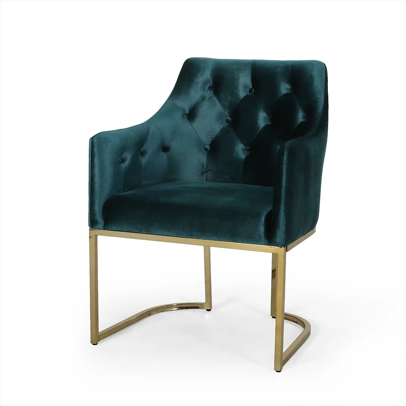 Velvet Club Accent Chair with Gold Accents