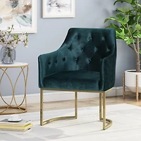 Velvet Club Accent Chair with Gold Accents