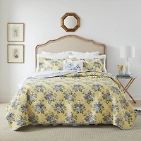 Laura Ashley Linley  Cotton Pastel Yellow Quilt Set