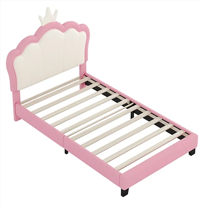 Princess Bed with Crown Headboard - Twin
