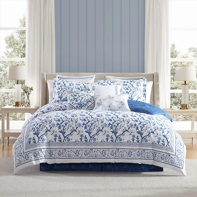 Laura Ashley Charlotte  Cotton China Blue Comforter Set