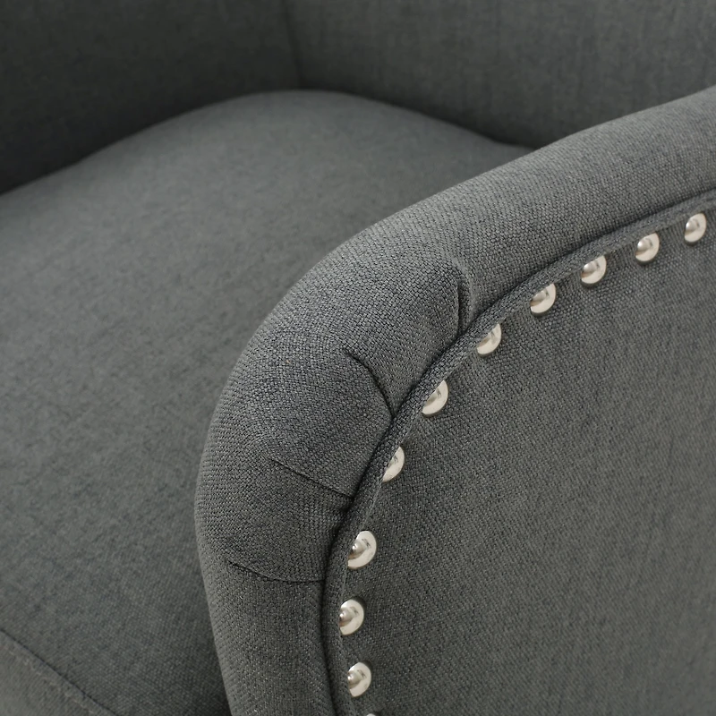 High-Back Studded Armchair - Grey