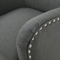High-Back Studded Armchair - Grey