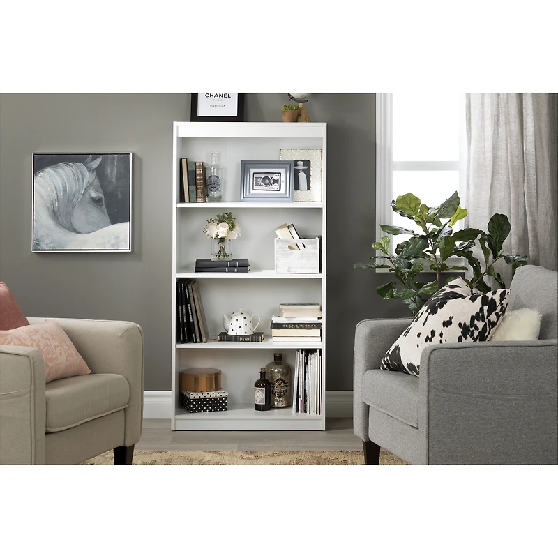 Axess 4-Shelf Bookcase - White