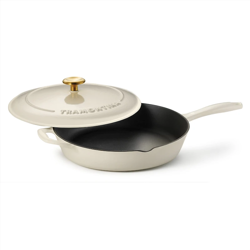 Enameled Cast Iron Fry Pan with Lid, 12 in, Sunrise