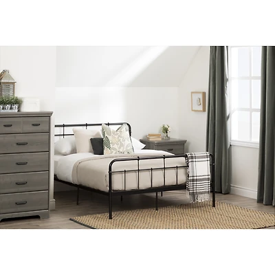 Versa Full Metal Platform Bed With Headboard - Black