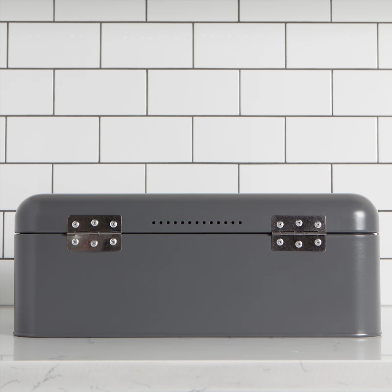 Metal Bread Bin - Grey