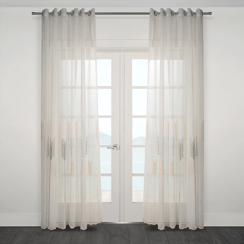 Embroidered Grommet Sheer Curtain