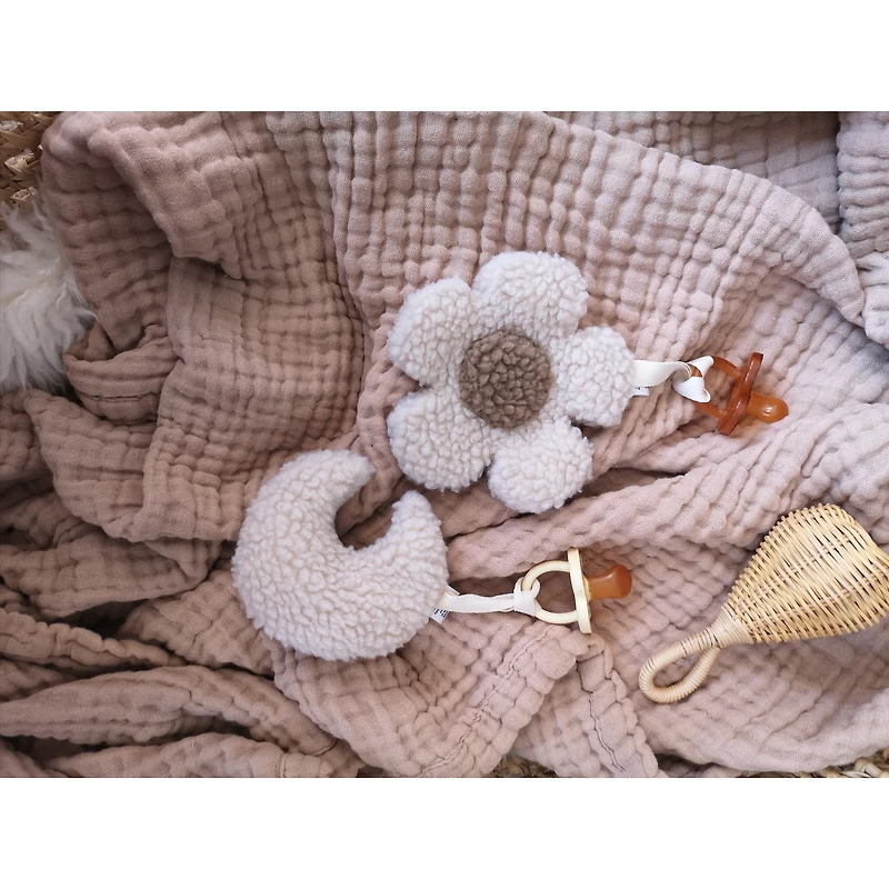 Tétines fleur et lune, ensemble de 2 - Beige