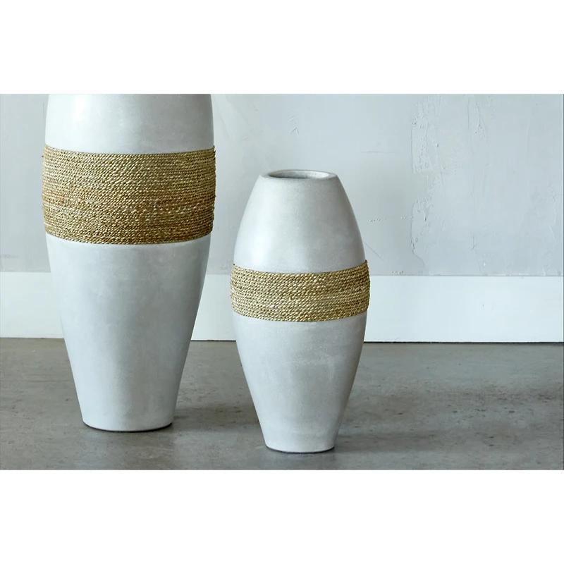 Cement and Sea Grass Decorative Vase  