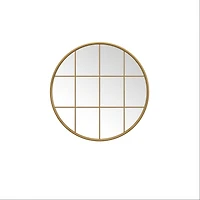 Louise Round Metal Mirror with Squares - Natural
