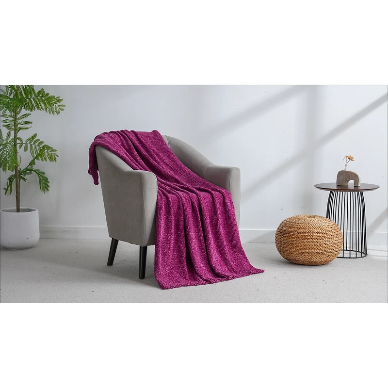 Chenille Throw - Berry Bloom