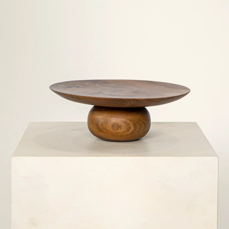 Small Teak Wood Cake Stand