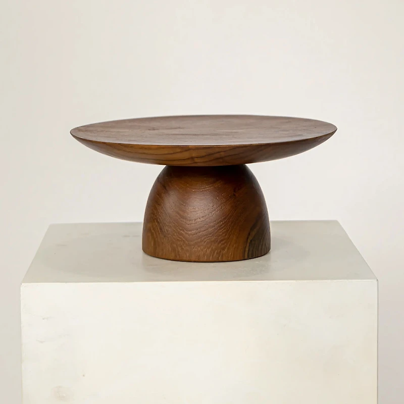 Large Teak Wood Cake Stand