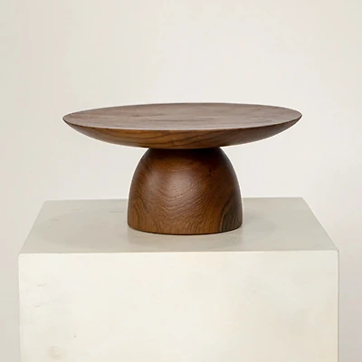 Large Teak Wood Cake Stand  