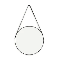 Tally Hanging Black Round Mirror - 15"