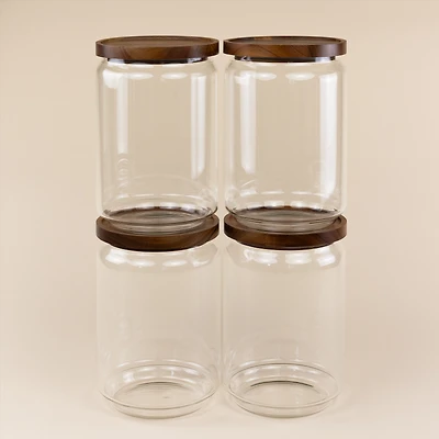 Jumbo Glass Canisters, Set of 4