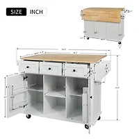 Kitchen Island Cart with Wheels - White