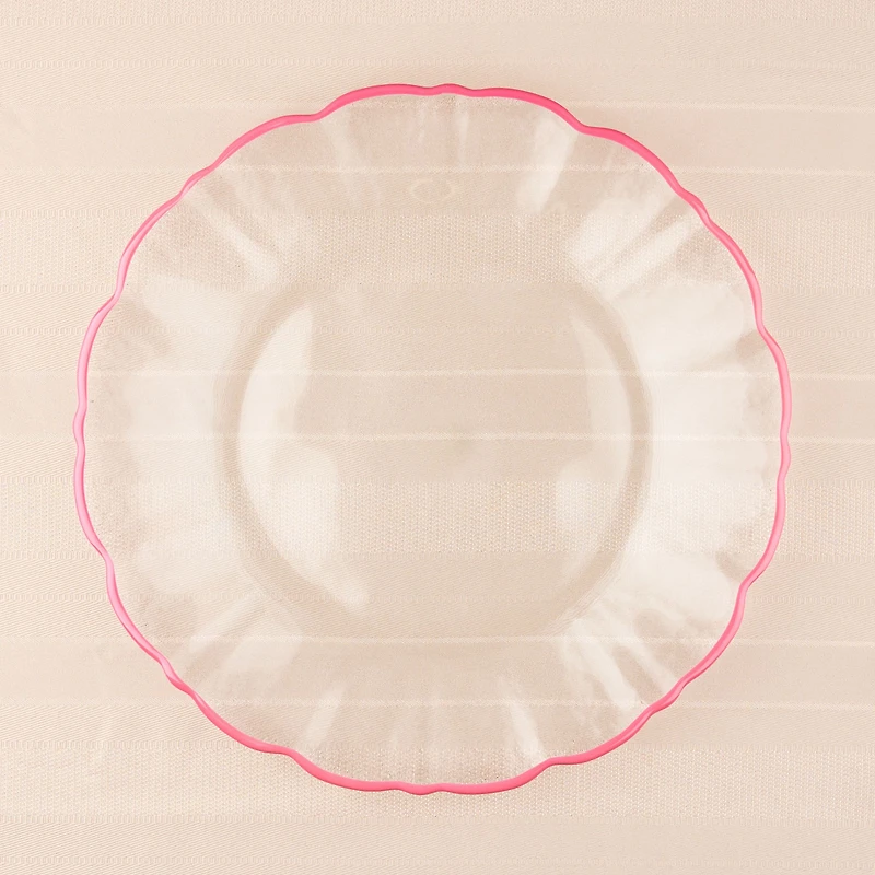 Elegance Pink Rim Dessert Plat - 21cm