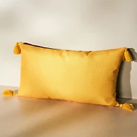 Ambiance Lumber Solid Cushion with tassels - Jaune