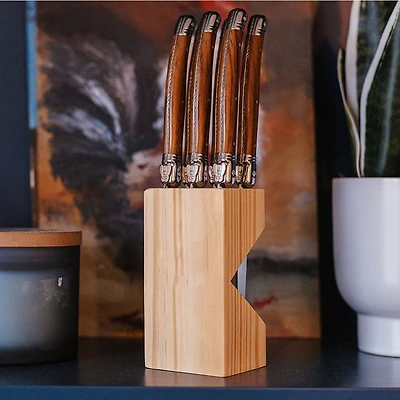 Set of 6 Wood Laguiole Du Monde Affordable Steak Knives