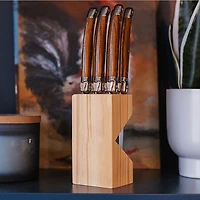 Set of 6 Wood Laguiole Du Monde Affordable Steak Knives