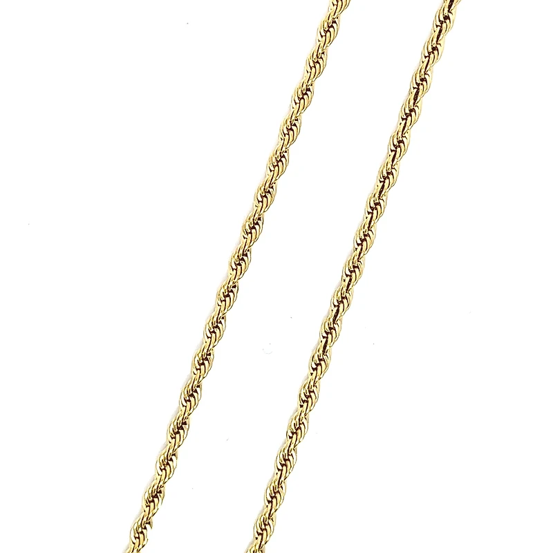 Luenzo 4mm Rope Chain 24" Necklace Gold Plated