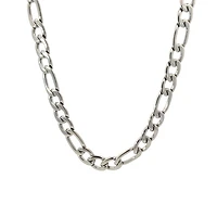 Luenzo Stainless Steel Figaro Link 24'' Necklace 