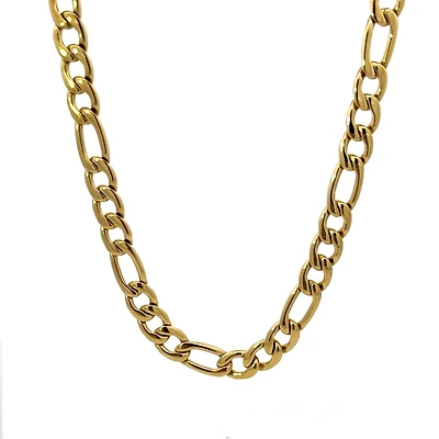 Luenzo 14K PVD Gold Plated Figaro Link 24'' Necklace
