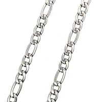 Luenzo Stainless Steel Figaro Link 24'' Necklace 