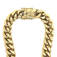 Collier à maillons cubains de 14 mm plaqué or de 24 po par Luenzo