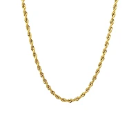 Luenzo 4mm Rope Chain 24" Necklace Gold Plated