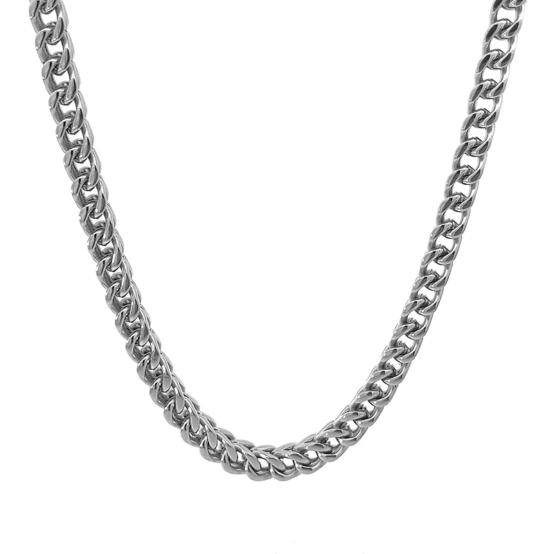 Luenzo 5mm Long Stainless Steel Franco Link 24'' Necklace